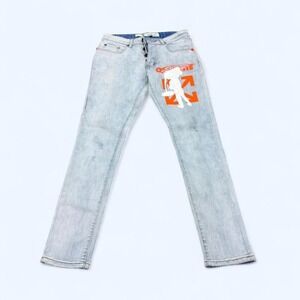 Off‎ White 2013 "Main Label" Graffiti Light Wash Denim Pants